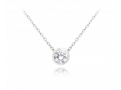 MINET Decentní stříbrný náhrdelník s bílým zirkonem