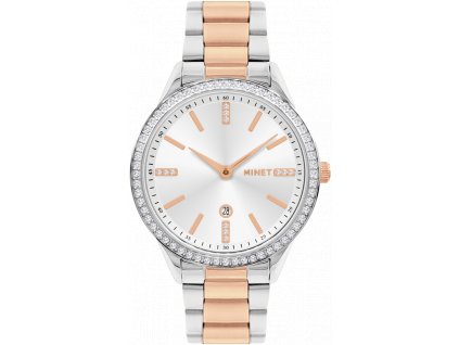 MINET Stříbrno-růžové dámské hodinky AVENUE