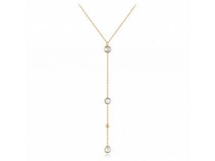 MINET Zlatý náhrdelník s bílými zirkony Au 585/1000 1,80g