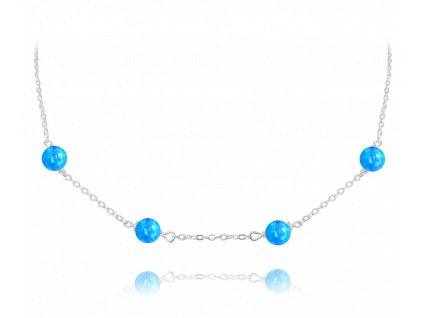 MINET Stříbrný náhrdelník se světle modrými opálky