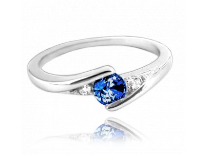 MINET Elegantní stříbrný prsten s tmavě modrým zirkonem