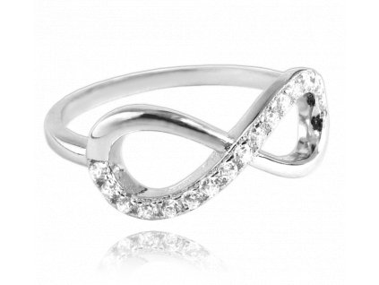 MINET Stříbrný prsten INFINITY s bílými zirkony