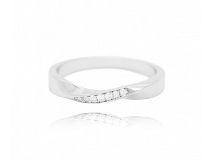 MINET Kroucený stříbrný prsten s bílými zirkony