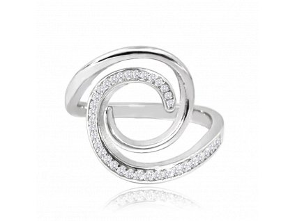 MINET Stříbrný prsten SPIRÁLA s bílými zirkony