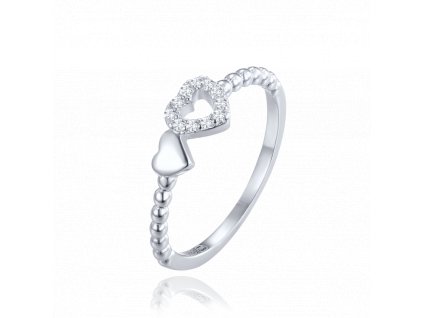 MINET Stříbrný prsten dvě srdce vel. 54 (Velikost prstenu 54)