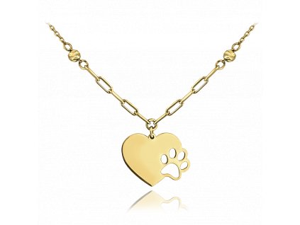 MINET Zlatý náhrdelník srdce s tlapkou Au 585/1000 1,75g