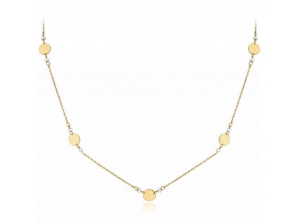 MINET Zlatý náhrdelník s přirodními perlami Au 585/1000 1,70g