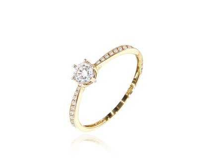 MINET Zlatý zásnubní prsten s bílým zirkonem Au 585/1000 vel. 55 - 1,45g (Velikost prstenu 55)