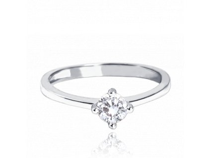 MINET Zlatý zásnubní prsten z bílého zlata s bílým zirkonem Au 585/1000 vel. 57 - 1,60g (Velikost prstenu 57)
