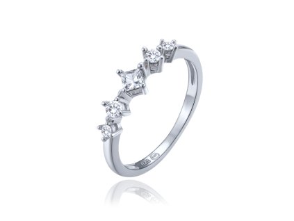 MINET Elegantní stříbrný prsten s bílými zirkony vel. 50 (Velikost prstenu 50)