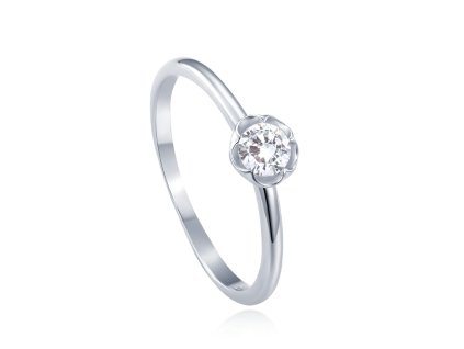 MINET Dětský stříbrný prsten kytička s bilým zirkonem vel. 48 (Velikost prstenu 48)