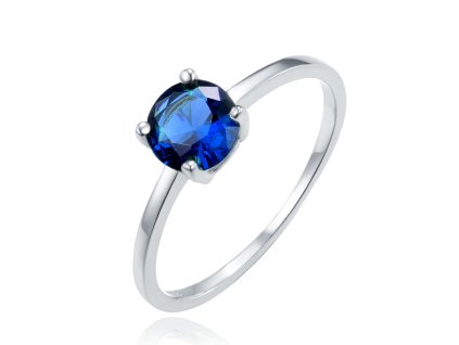 MINET Elegantní stříbrný prsten s modrým zirkonem vel. 60 (Velikost prstenu 60)