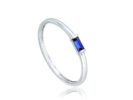 MINET Elegantní prsten z bílého zlata s modrým zirkonem Au 585/1000 vel. 54 - 1,00g (Velikost prstenu 54)