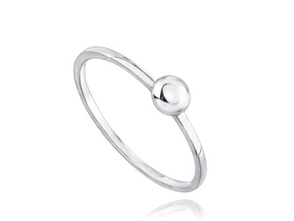 MINET Elegantní zlatý prsten z bílého zlata s kuličkou Au 585/1000 vel. 50 - 1,00g (Velikost prstenu 50)