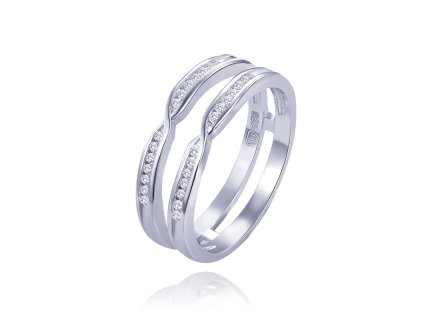 MINET Luxusní stříbrný prsten s bílými zirkony vel. 58 (Velikost prstenu 58)