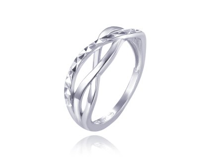 MINET Překřížený stříbrný broušený prsten vel. 59 (Velikost prstenu 59)