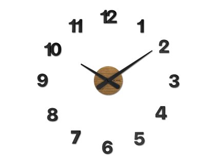VLAHA Dubové nalepovací hodiny MINIMAL vyrobené v Čechách - černé ⌀59cm
