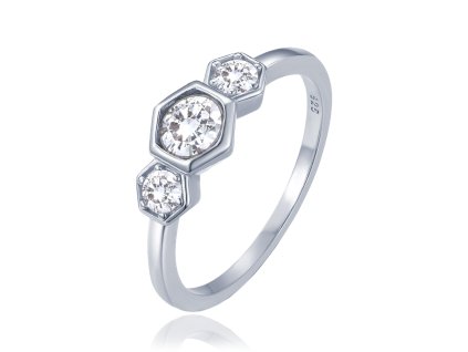 MINET Luxusní stříbrný prsten s bílými zirkony vel. 53 (Velikost prstenu 53)