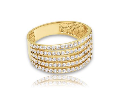 MINET Luxusní zlatý prsten s bílými zirkony Au 585/1000 vel. 55 - 3,45g (Velikost prstenu 55)