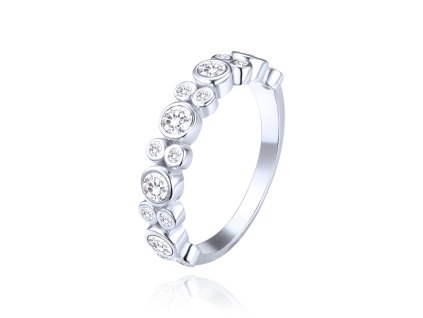 MINET Stříbrný prsten s bílými zirkony vel. 56 (Velikost prstenu 56)
