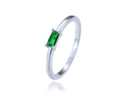 MINET Elegantní stříbrný prsten se zeleným zirkonem vel. 55 (Velikost prstenu 55)