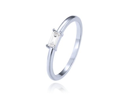 MINET Stříbrný prsten s bílým zirkonem vel. 55 (Velikost prstenu 55)