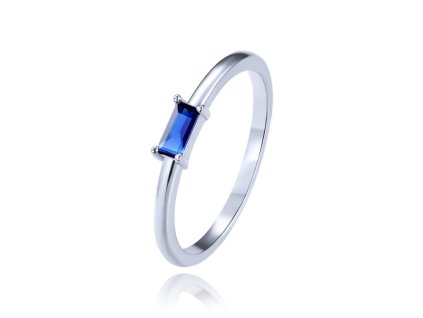 MINET Elegantní stříbrný prsten s modrým zirkonem vel. 59 (Velikost prstenu 59)