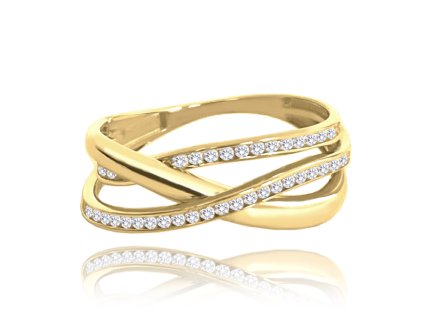 MINET Zlatý zapletený prsten s bílými zirkony Au 585/1000 vel. 62 - 3,05g (Velikost prstenu 62)