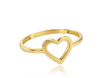 MINET Elegantní zlatý prsten srdíčko Au 585/1000 vel. 55 - 0,90g (Velikost prstenu 55)