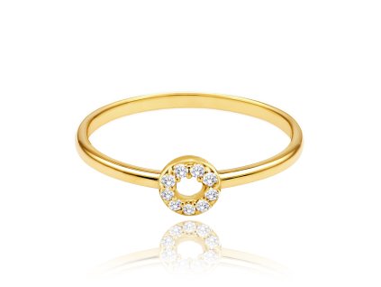 MINET Elegantní zlatý prsten s bílými zirkony Au 585/1000 vel. 60 - 0,85g (Velikost prstenu 60)