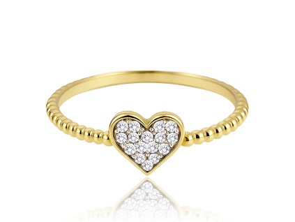 MINET Zlatý prsten srdíčko s bílými zirkony Au 585/1000 vel. 52 - 1,00g (Velikost prstenu 52)