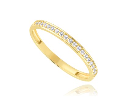 MINET Luxusní zlatý prsten s bílými zirkony Au 585/1000 vel. 62 - 1,20g (Velikost prstenu 62)