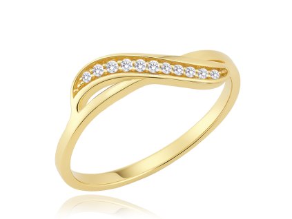 MINET Luxusní zlatý prsten s bílými zirkony Au 585/1000 vel. 53 - 1,25g (Velikost prstenu 53)