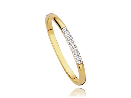 MINET Elegantní zlatý prsten s bílými zirkony Au 585/1000 vel. 54 - 1,05g (Velikost prstenu 54)