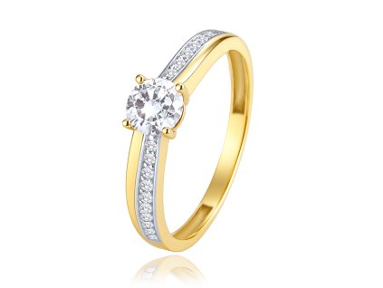 MINET Luxusní zlatý prsten s bílými zirkony Au 585/1000 vel. 55 - 1,75g (Velikost prstenu 55)