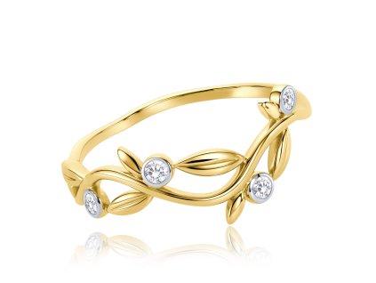 MINET Elegantní zlatý prsten s bílým zirkonem Au 585/1000 vel. 59 - 1,35g (Velikost prstenu 59)