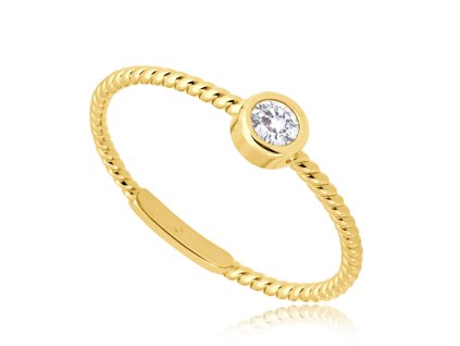 MINET Zásnubní zlatý prsten s bílým zirkonem Au 585/1000 vel. 58 - 1,05g (Velikost prstenu 58)