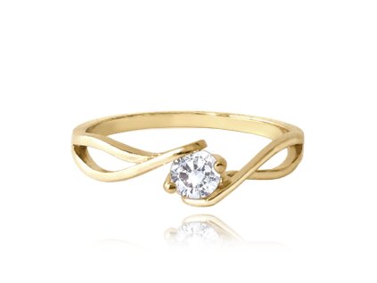 MINET Zlatý zásnubní prsten s bílým zirkonem Au 585/1000 vel. 50 - 1,70g (Velikost prstenu 50)