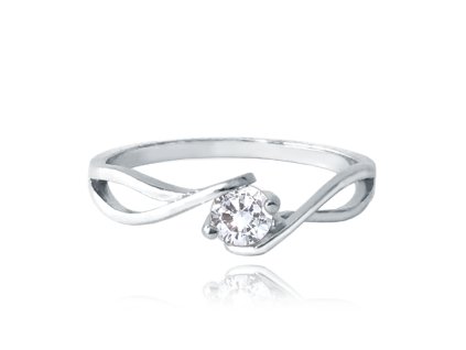 MINET Zlatý zásnubní prsten z bílého zlata s bílým zirkonem Au 585/1000 vel. 53 - 1,80g (Velikost prstenu 53)