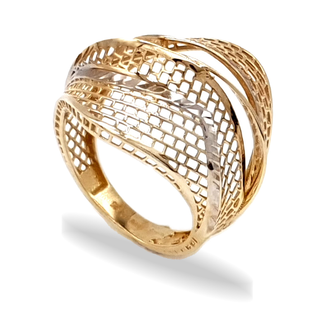 Masivní prsten ze žlutého a bílého zlata