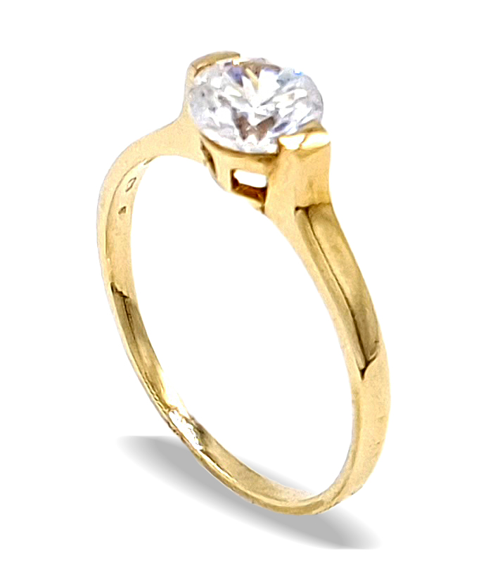 Zásnubní zlatý prsten ze žlutého zlata s kubickým zirkonem
