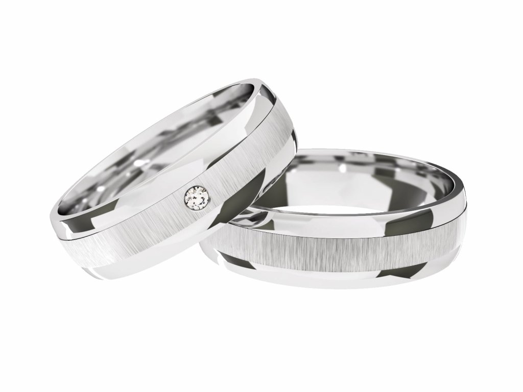 Celozlaté snubní prsteny Primossa, bílé zlato - vzor č. 872 Dámský prsten: 59 mm, Pánský prsten: 74mm