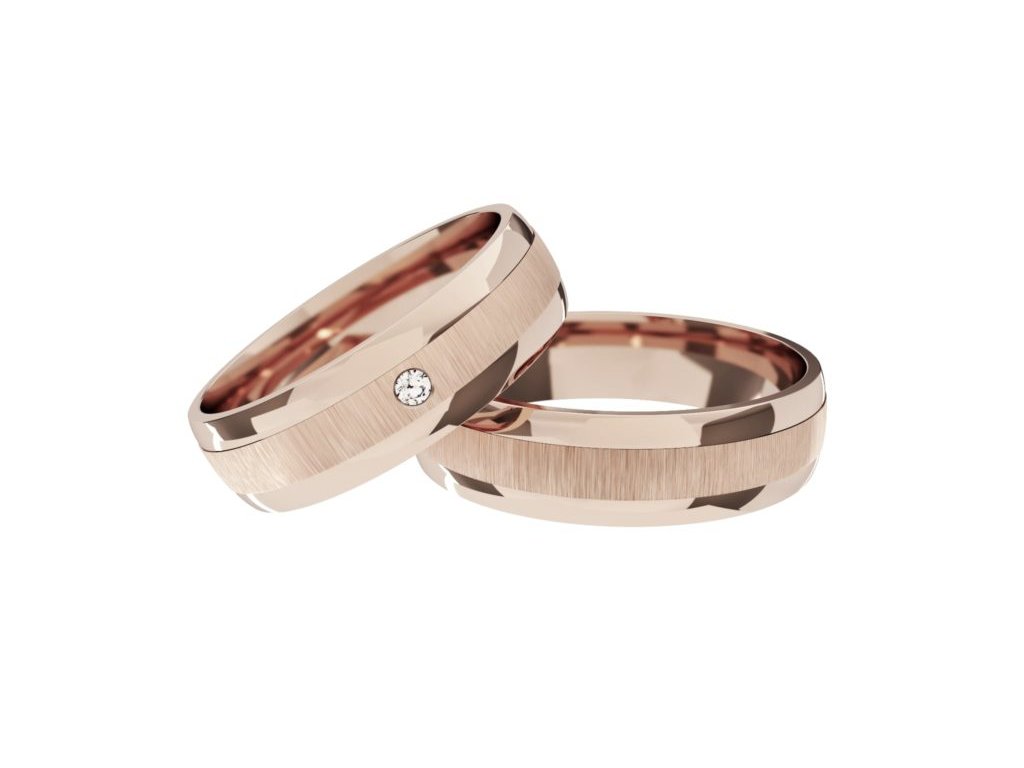 Celozlaté snubní prsteny Primossa, růžové zlato - vzor č. 872 Dámský prsten: 49 mm, Pánský prsten: 75mm