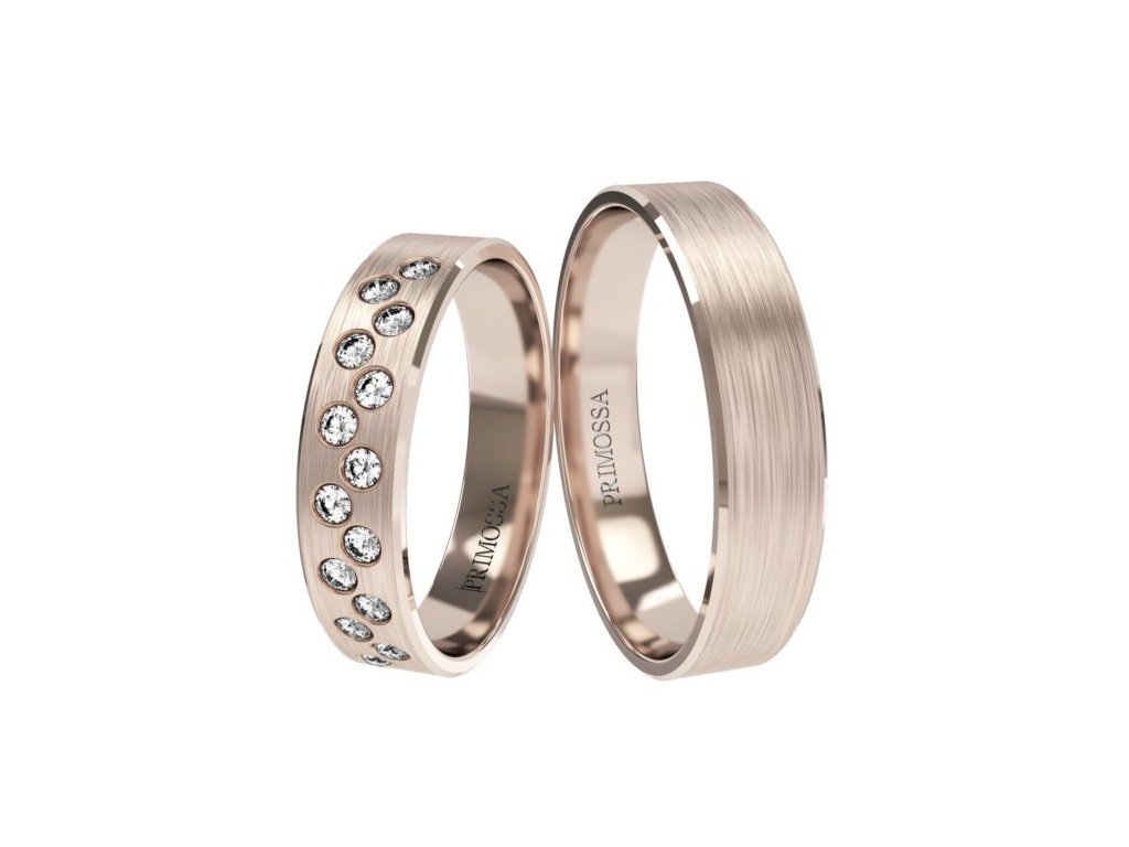 Snubní prsteny Primossa, růžové zlato - vzor č. 1182 Dámský prsten: 50 mm, Pánský prsten: 53mm