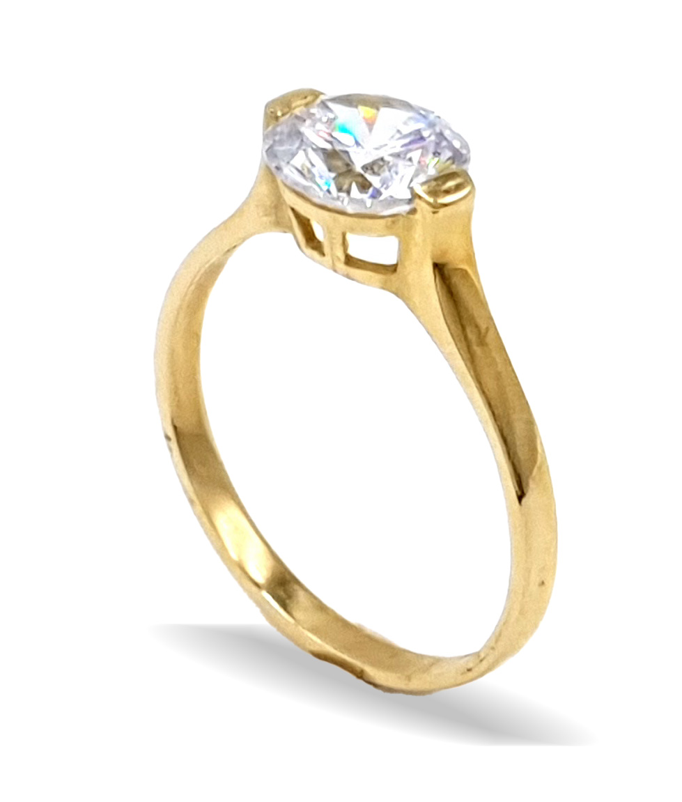 Zásnubní zlatý prsten s masivním zirkonem