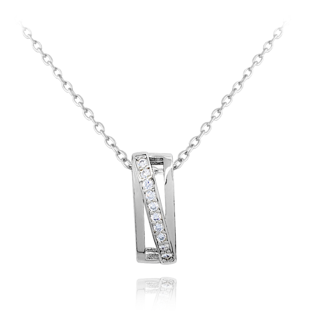 MINET Luxusní stříbrný náhrdelník s bílými zirkony