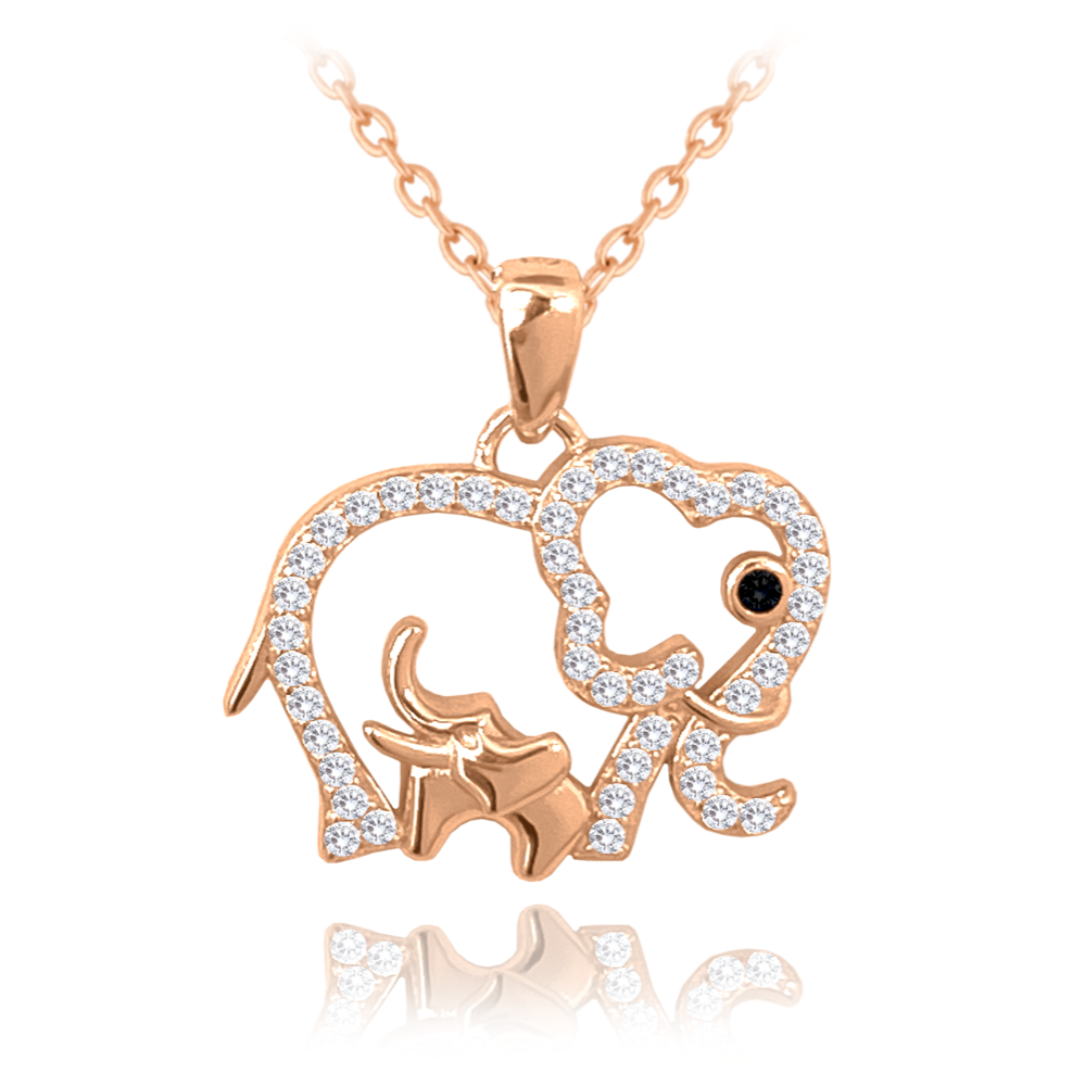 MINET Rose gold stříbrný náhrdelník SLONICE A SLŮNĚ s bílými zirkony