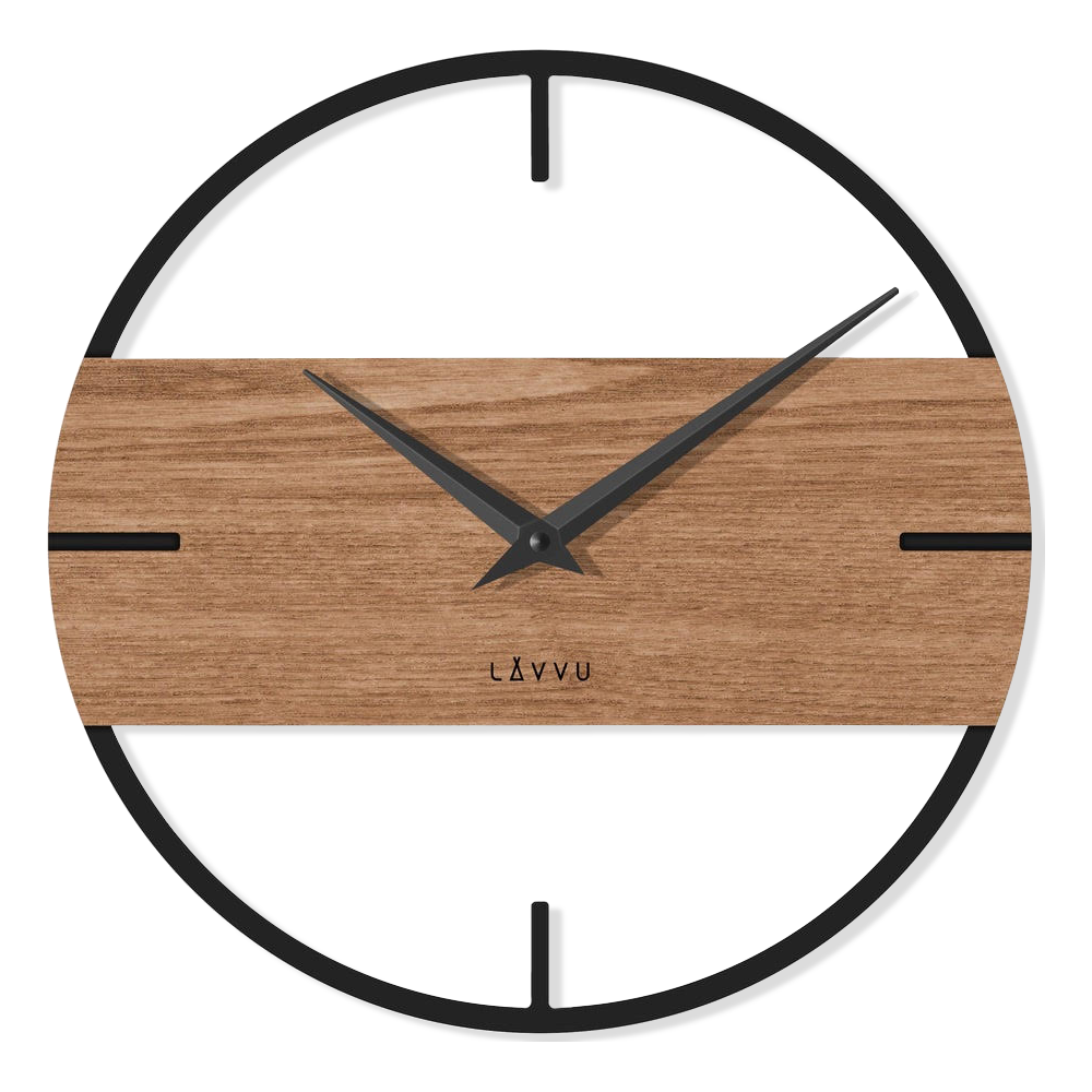 LAVVU Stylové dřevěné hodiny LOFT v industriálním vzhledu ⌀35cm