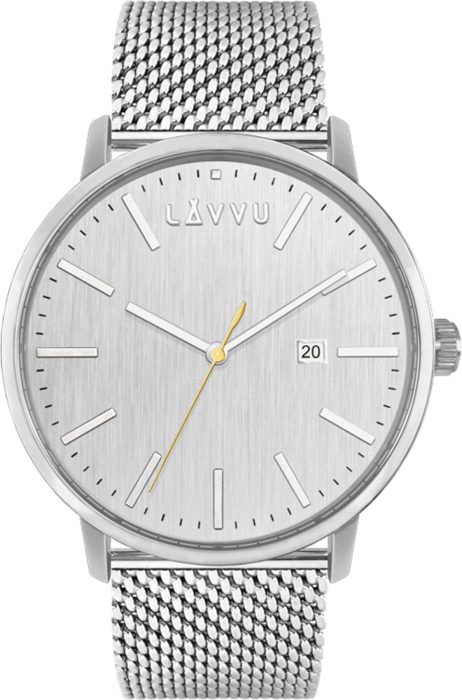 LAVVU Stříbrné pánské hodinky COPENHAGEN MESH