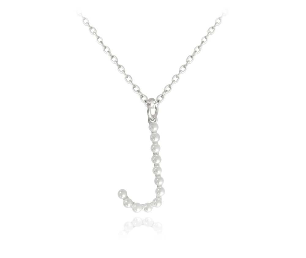 MINET Stříbrný náhrdelník písmeno "J" s perličkami